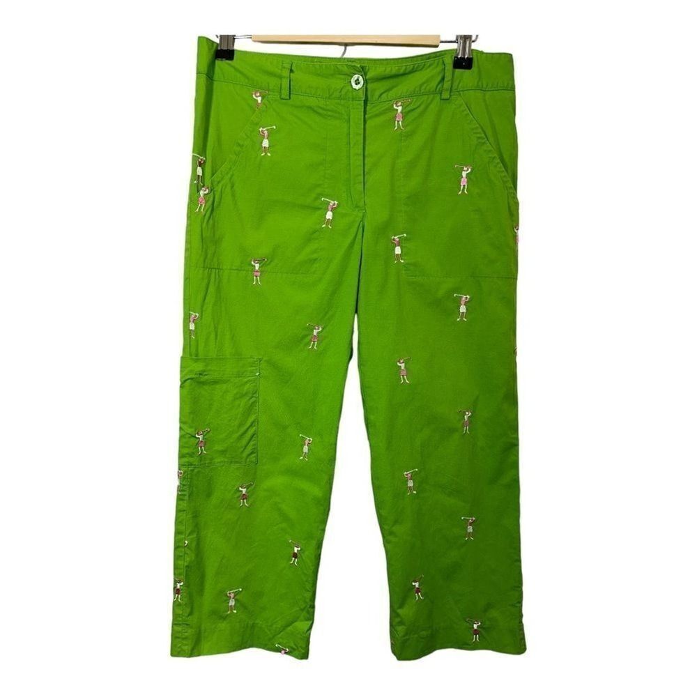 LILLY PULITZER Women’s Vintage Embroidered Cotton Golf Pants Green Size 6